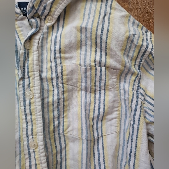 Basic Editions Boys Striped Button Down Shirt size 10/12 - Picture 2 of 4